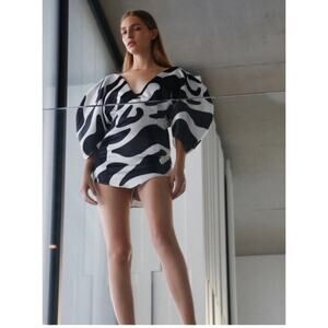 Mother of All Jessica Dress Printed Zebra Black and White Size S NWOT
